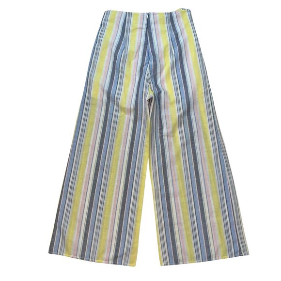 Blue Blush Pants Women Medium Boho Cotton Cottagecore Wide Leg High Rise Trouser - Picture 4 of 10